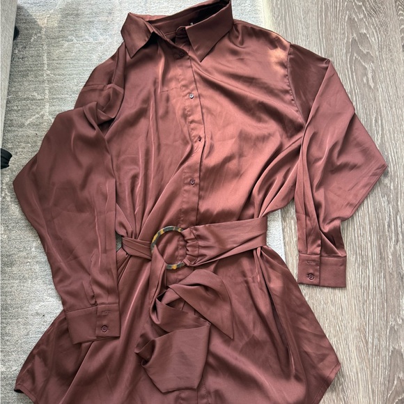 Princess Polly Dresses & Skirts - Princess Polly Satin Mini Shirt Dress